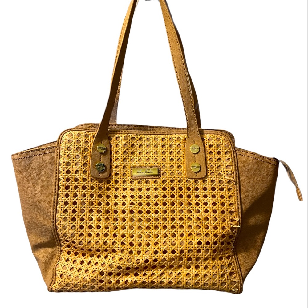 Marc Fisher Coastal Summer Breeze Wing Cane Wicker Natural Tote Bag Purse